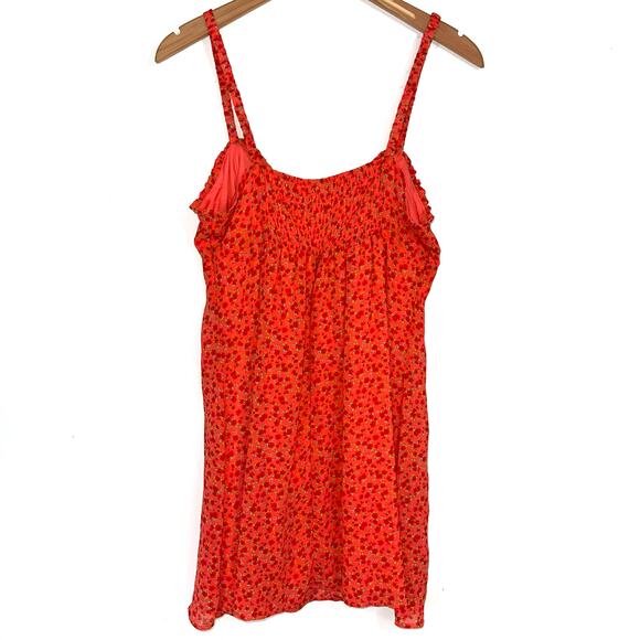 NWT Wild Fable Chiffon Vibrant Orange Floral Slip Mini Dress Size Medium - Picture 8 of 14